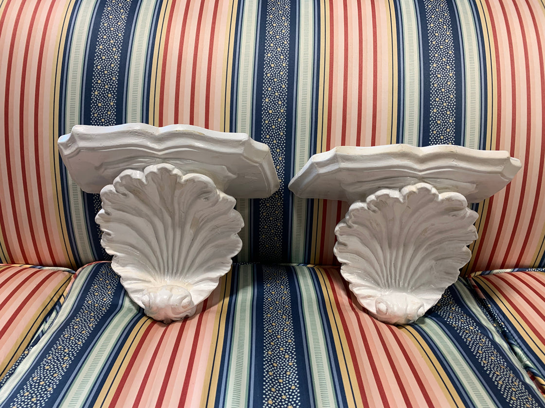 Pair of Plaster Clam Shell Wall Shelves