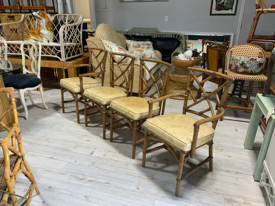 4 Ficks Reed Rattan Chippendale Chairs