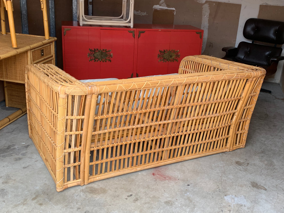 Pair of Stick Wicker Bamboo Settees