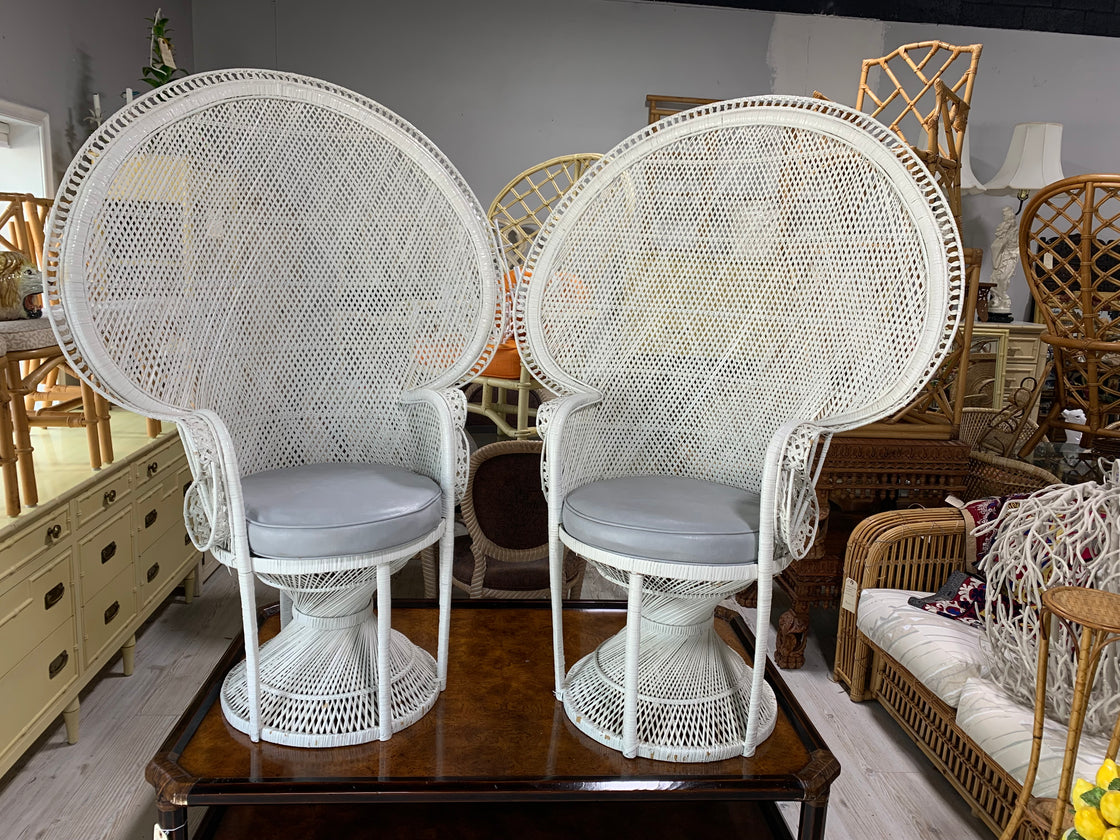 Pair of Palm Beach Rattan Fan Chairs ..SALE