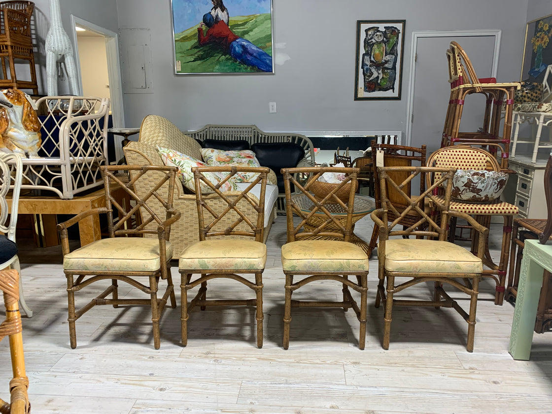 4 Ficks Reed Rattan Chippendale Chairs