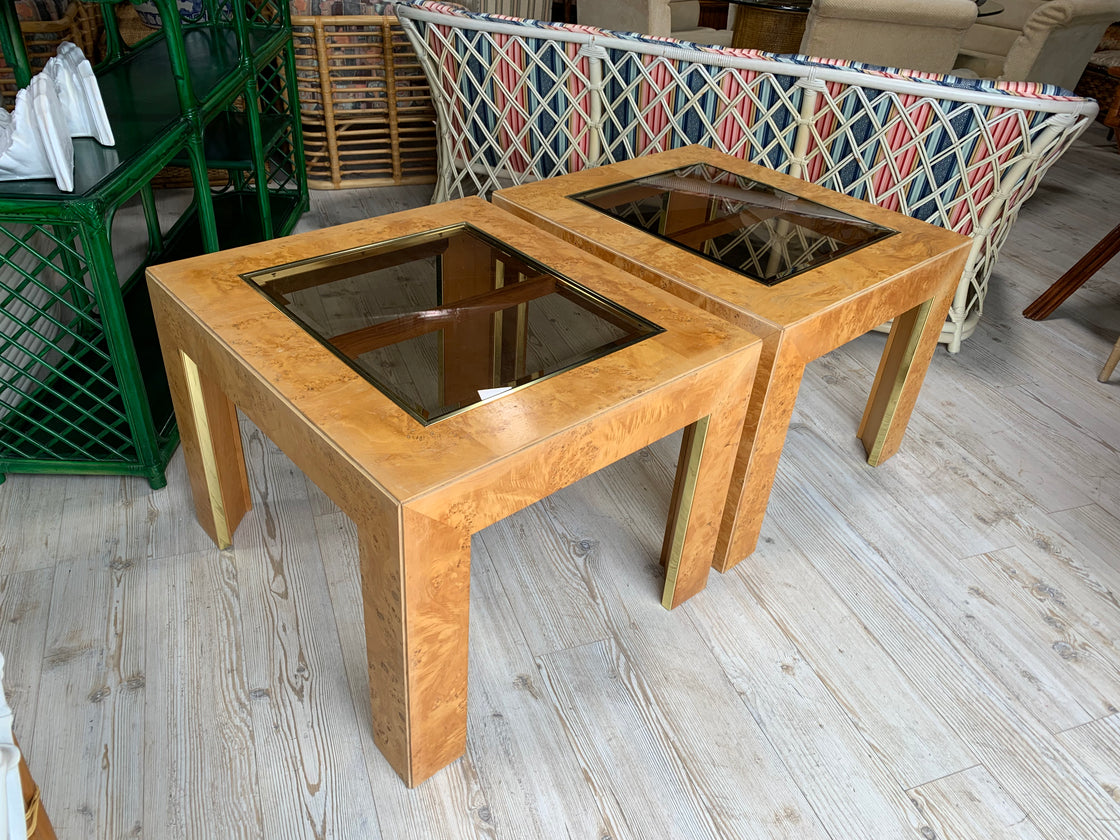 Burlwood Parson Style Side Tables .. SALE