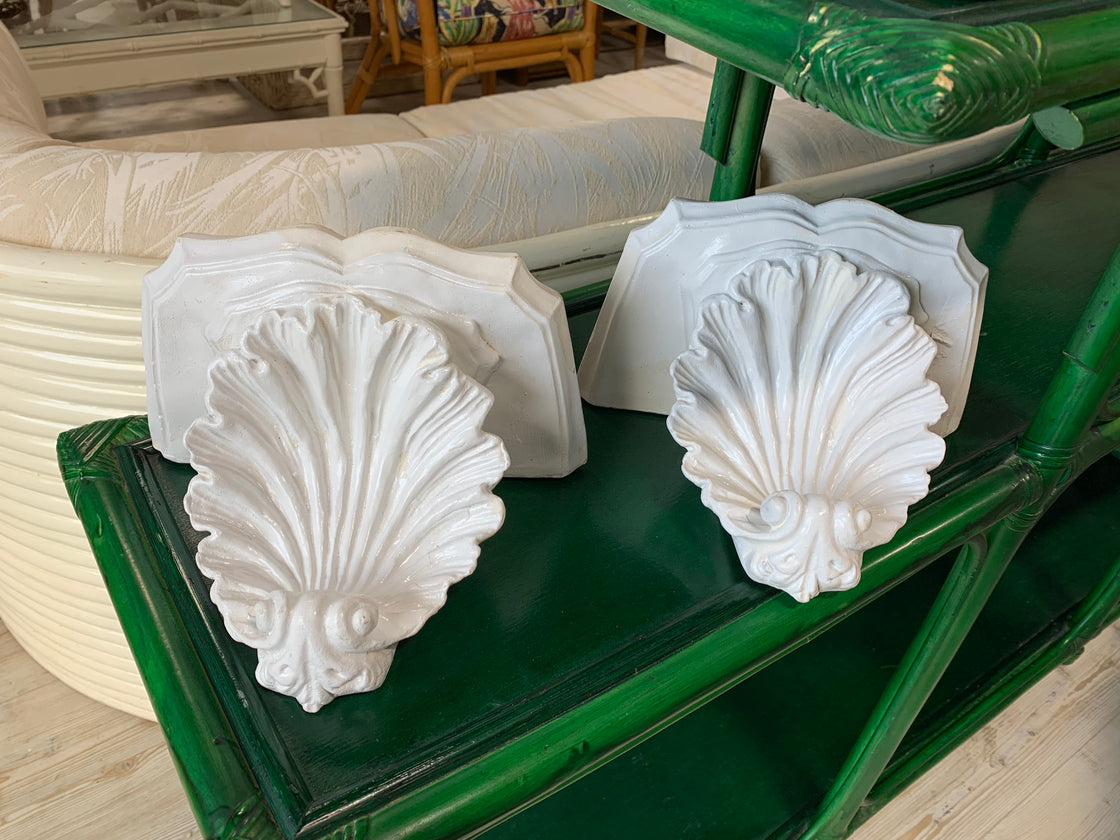 Pair of Plaster Clam Shell Wall Shelves