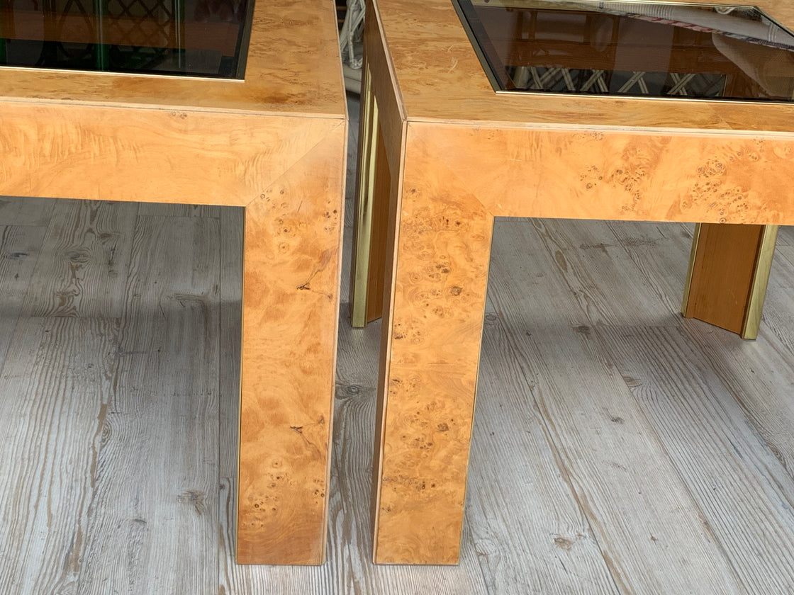 Burlwood Parson Style Side Tables
