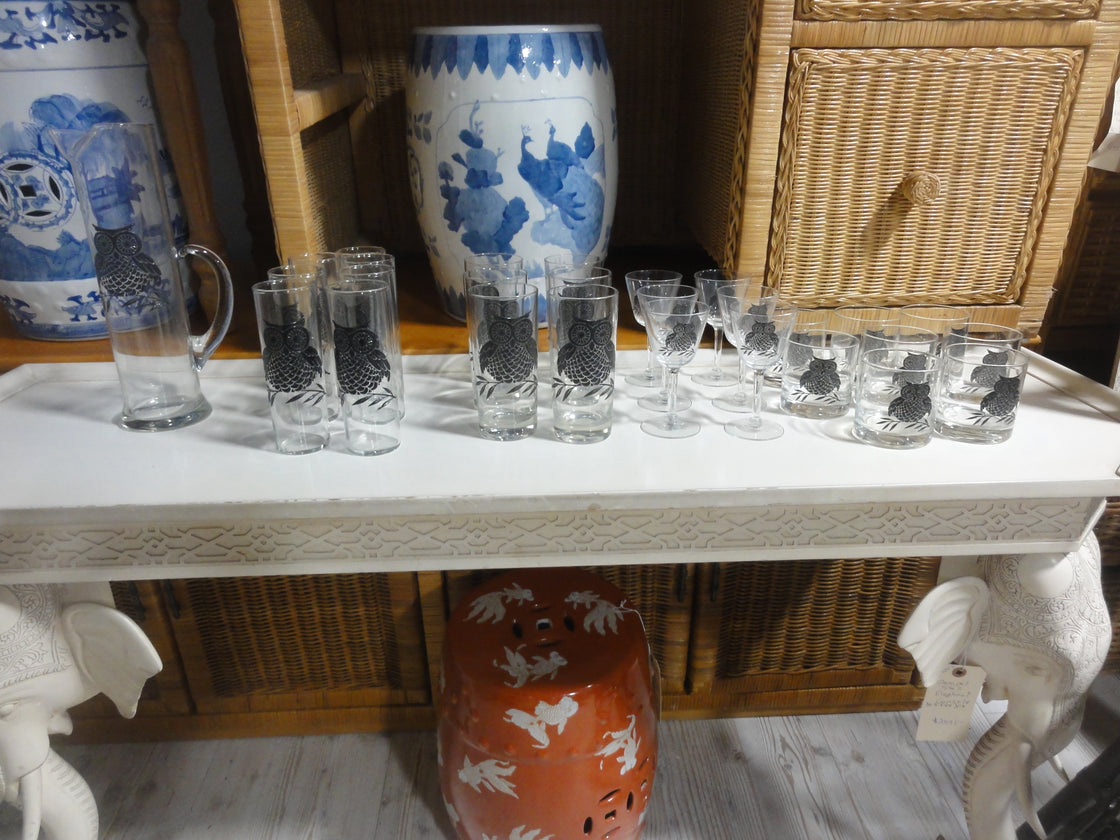 Vintage Owl Embossed Glassware ... SALE