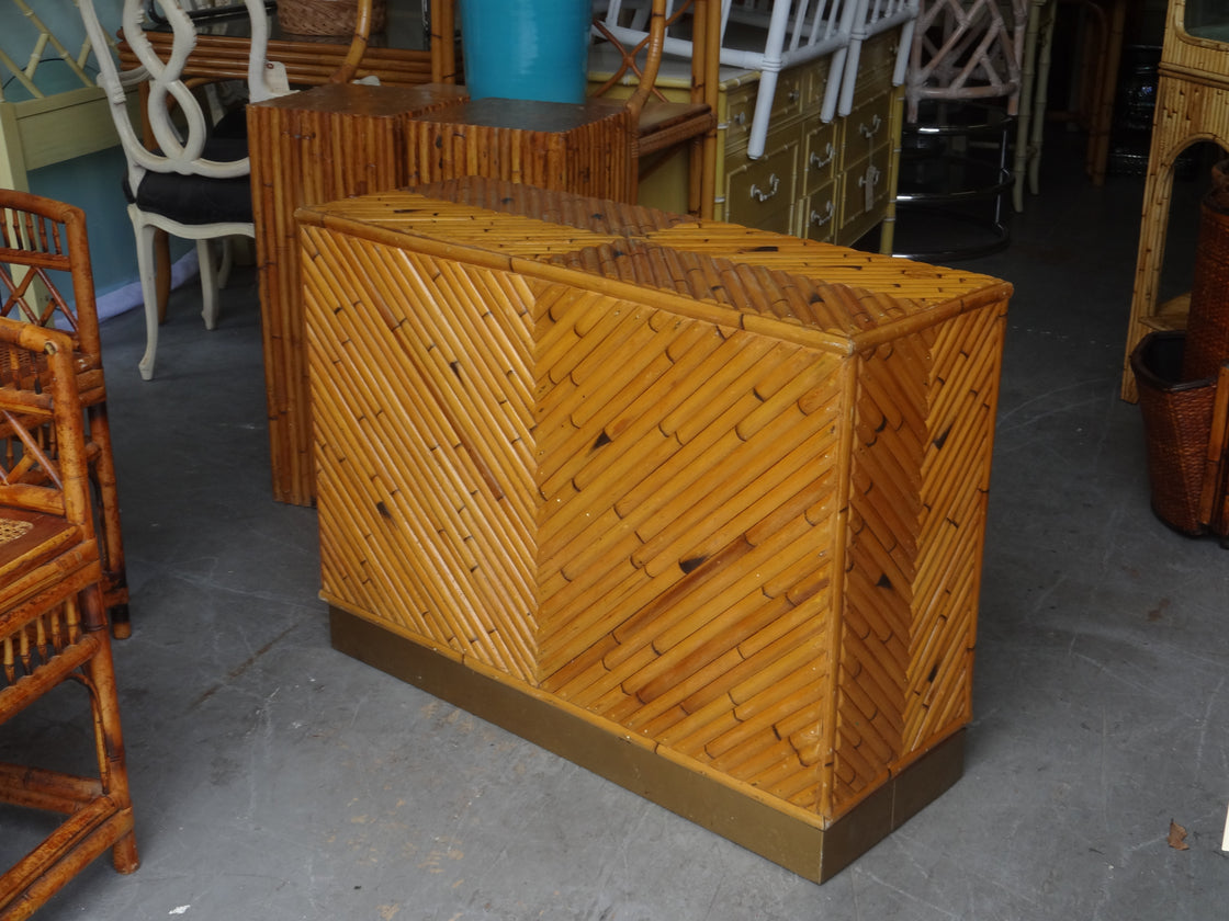 Old Florida Style Rattan Console