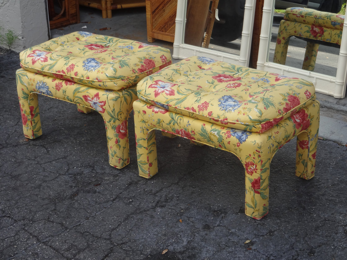 Pair of Upholstered Tufted Benches