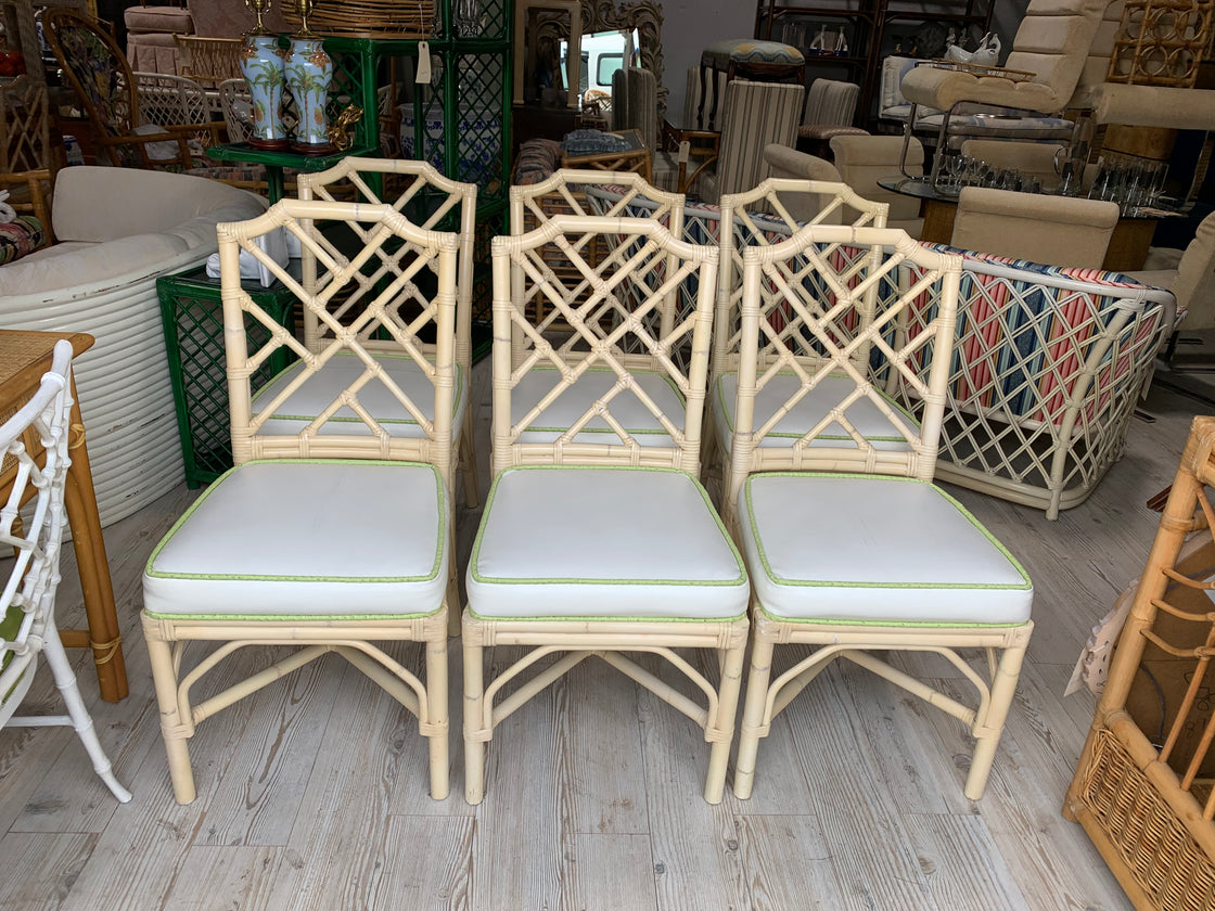 6 Palacek Rattan Chippendale Chairs