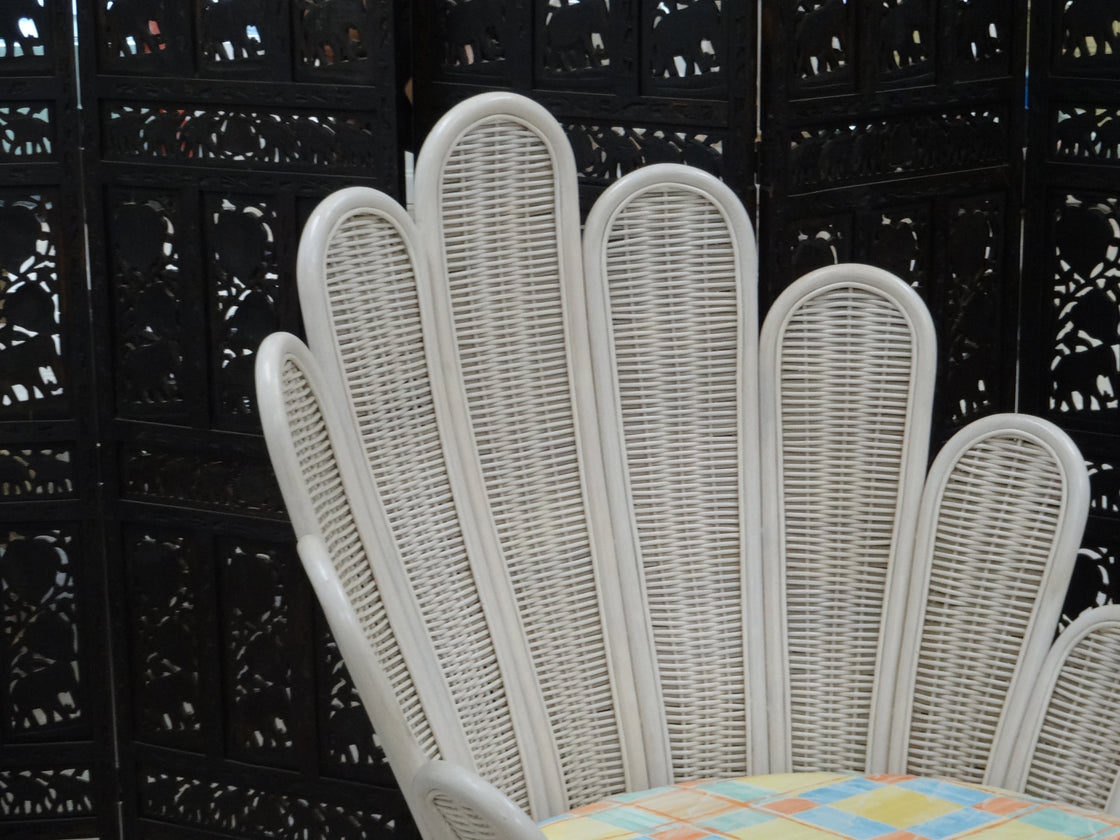 Rattan Scalloped Back Lounge Chair