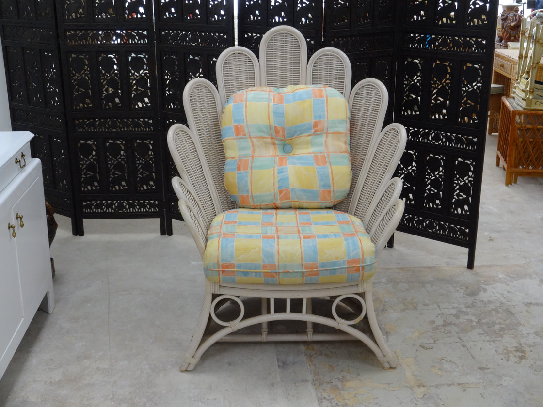 Rattan Scalloped Back Lounge Chair