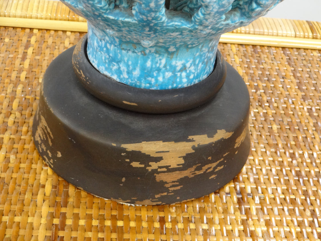 Large Mid Century Ocean Blue Lamp
