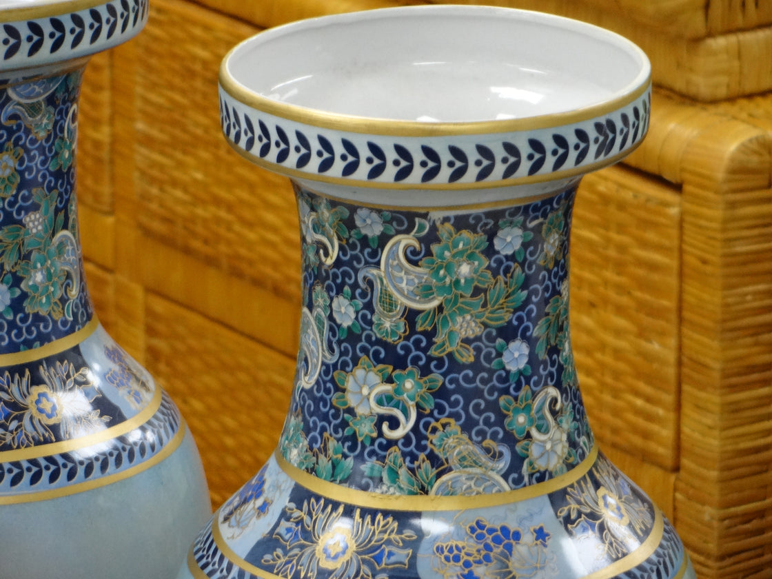 Pair of Blue Asian Inspired Vases