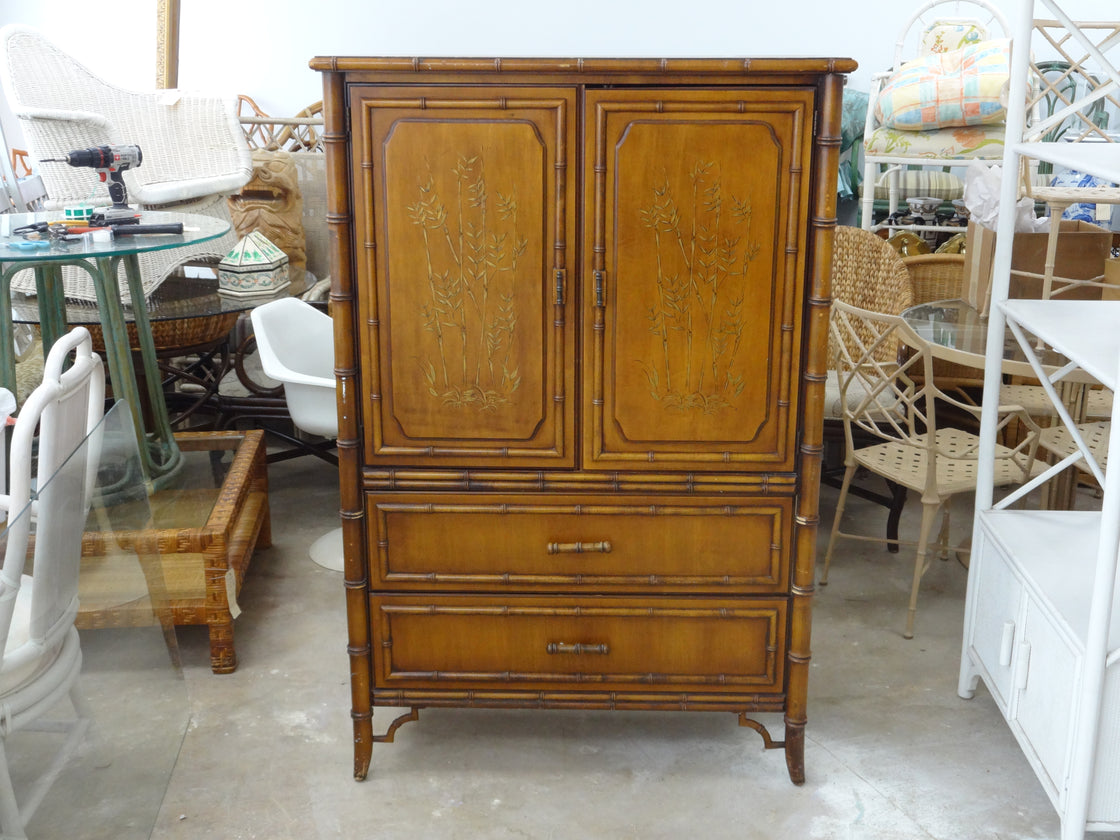 Handsome Faux Bamboo Tall Cabinet