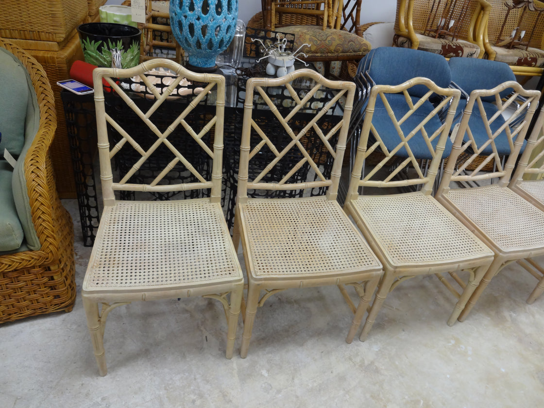 6 Faux Bamboo Chippendale Side Chairs