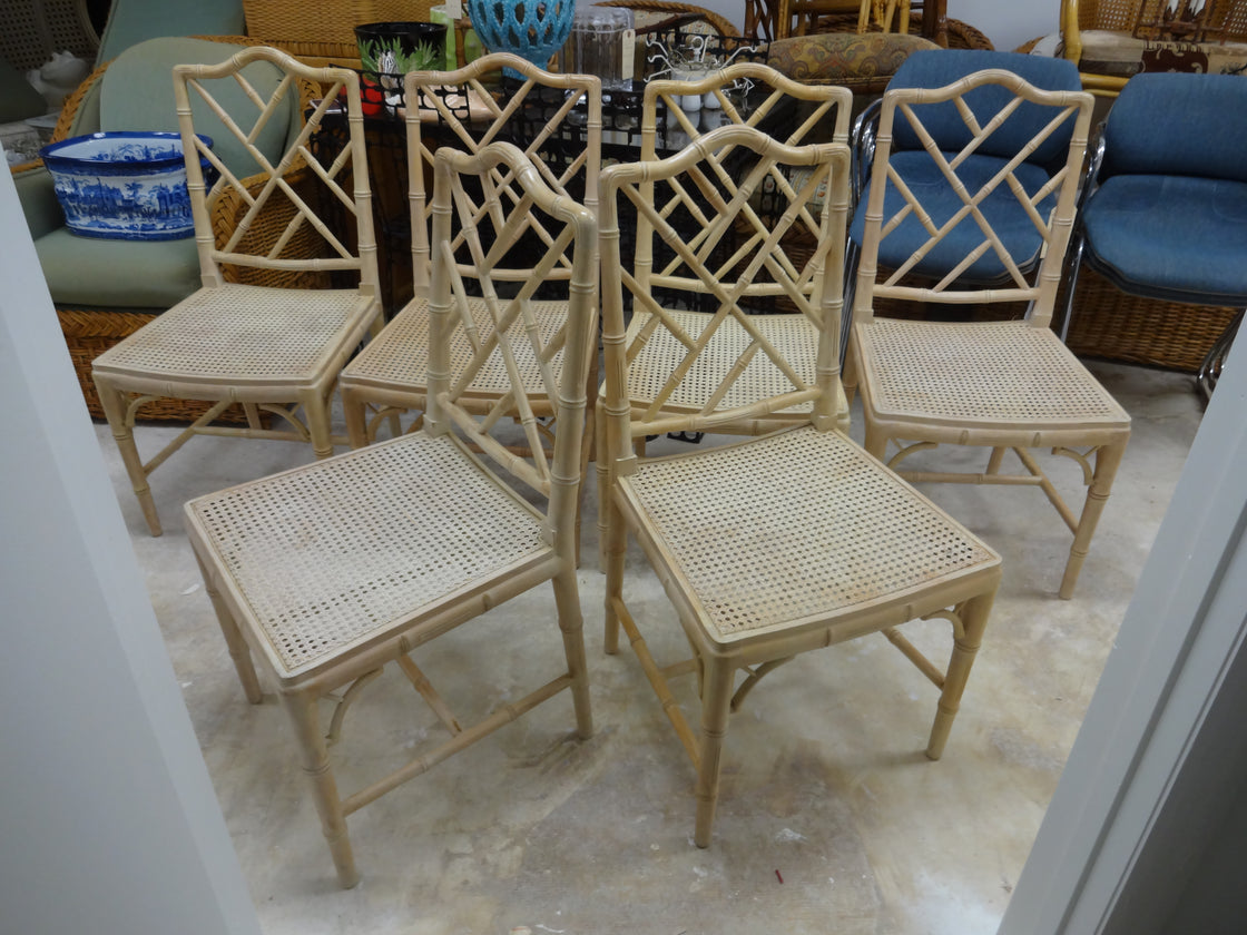 6 Faux Bamboo Chippendale Side Chairs