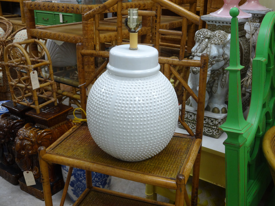 Large White Ceramic Hob Nail Lamp