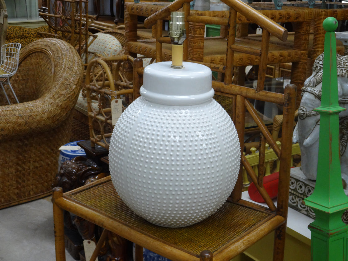 Large White Ceramic Hob Nail Lamp
