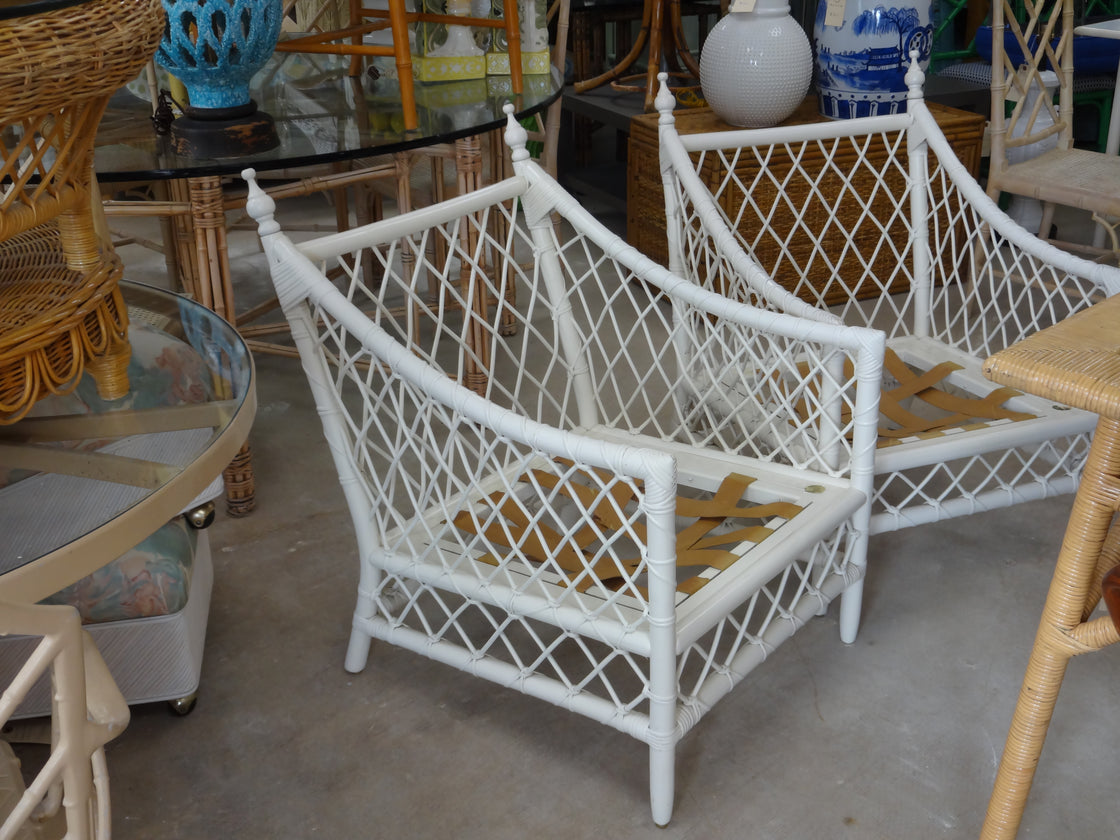 Pair of Ficks Reed Rattan Lounge Chairs
