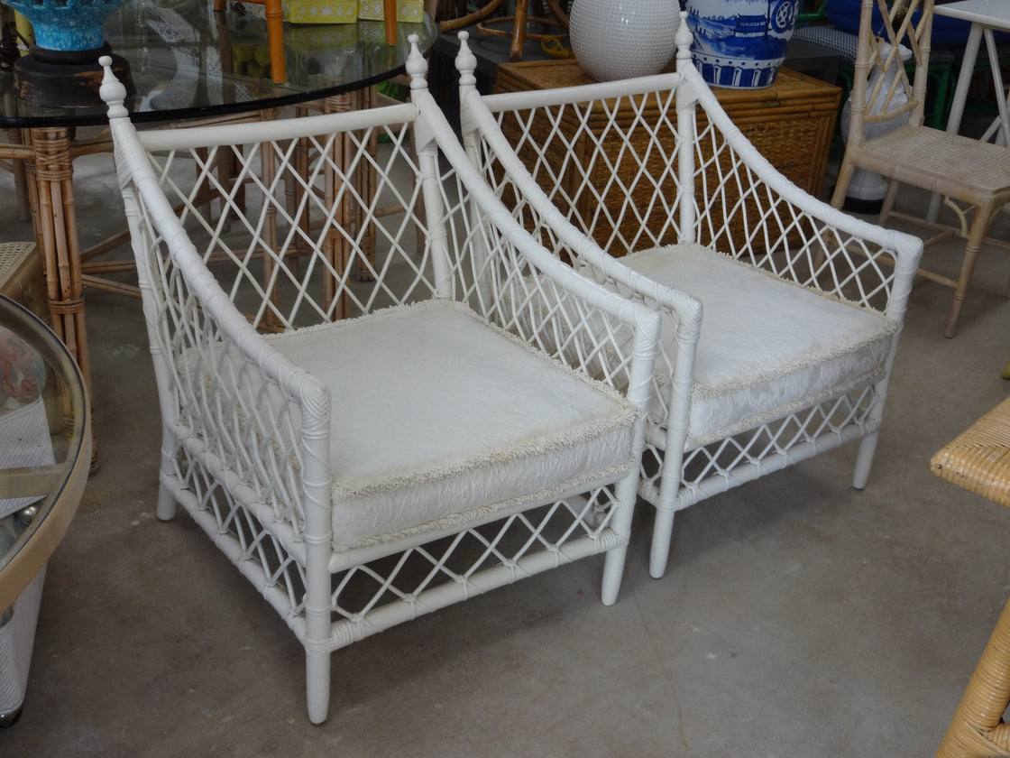 Pair of Ficks Reed Rattan Lounge Chairs