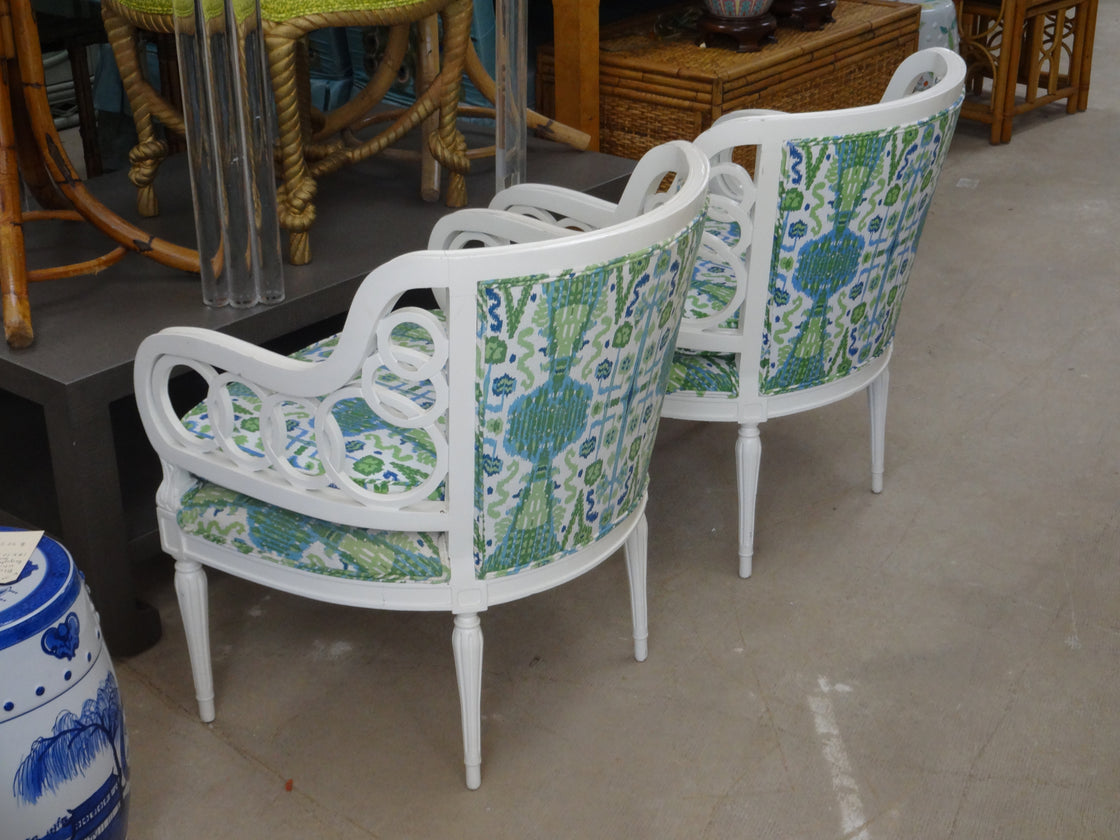 Pair of Regency Chic Circle Arm Chairs