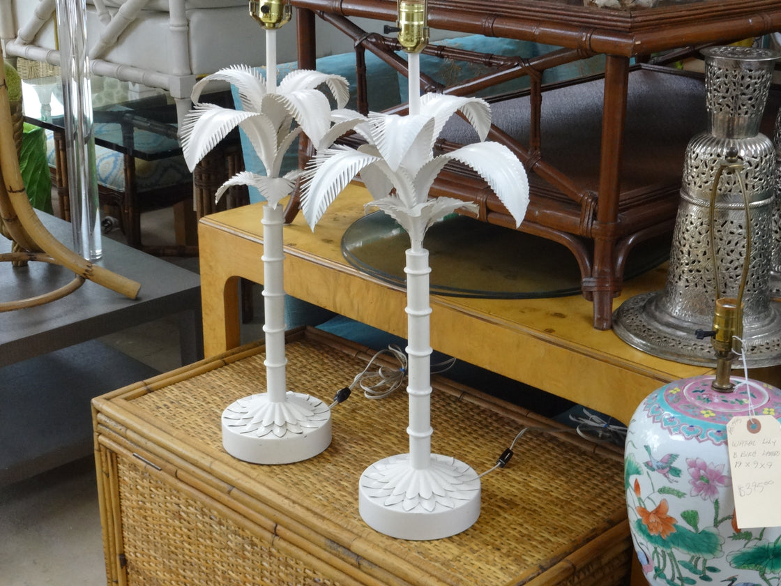Pair of Breakers Tole Palm Tree Lamps