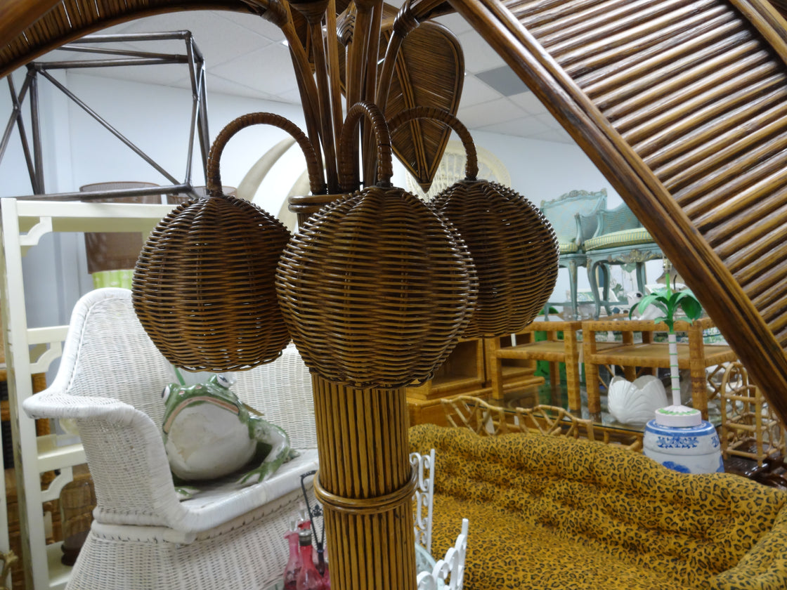 Mario Lopez Rattan Palm Tree Floor Lamp