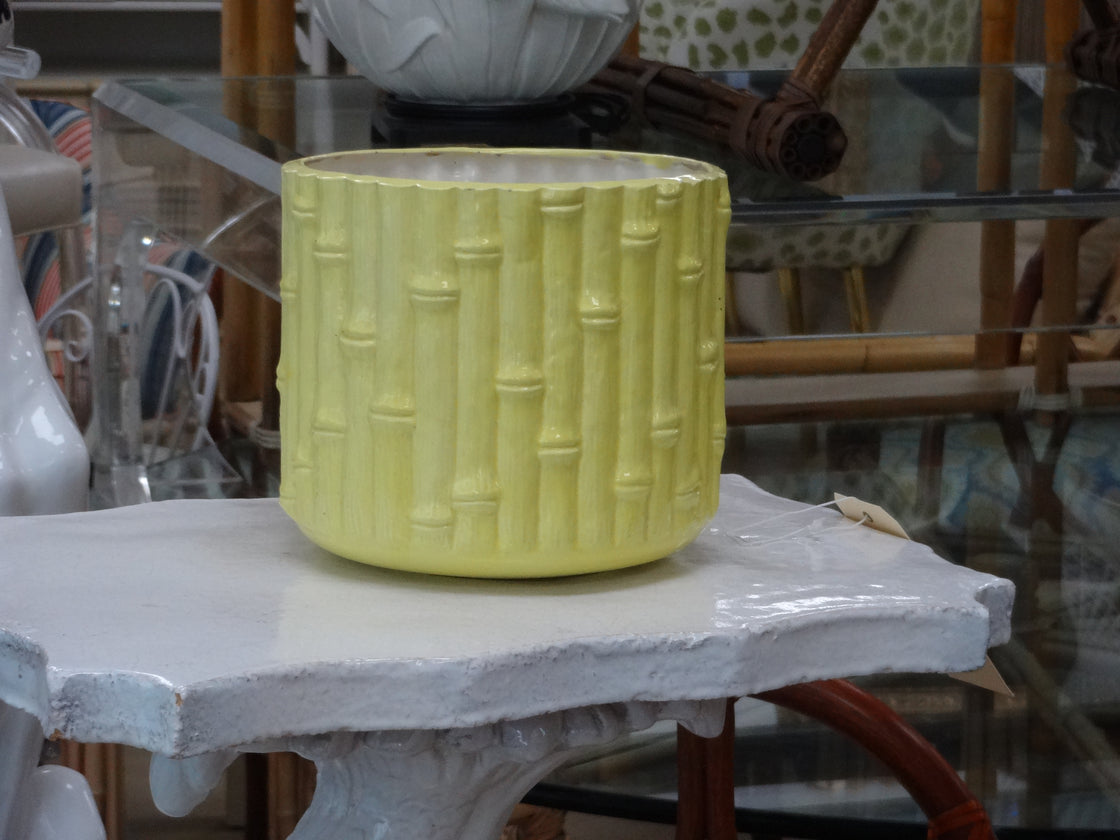 Canary Yellow Faux Bamboo Cachepot