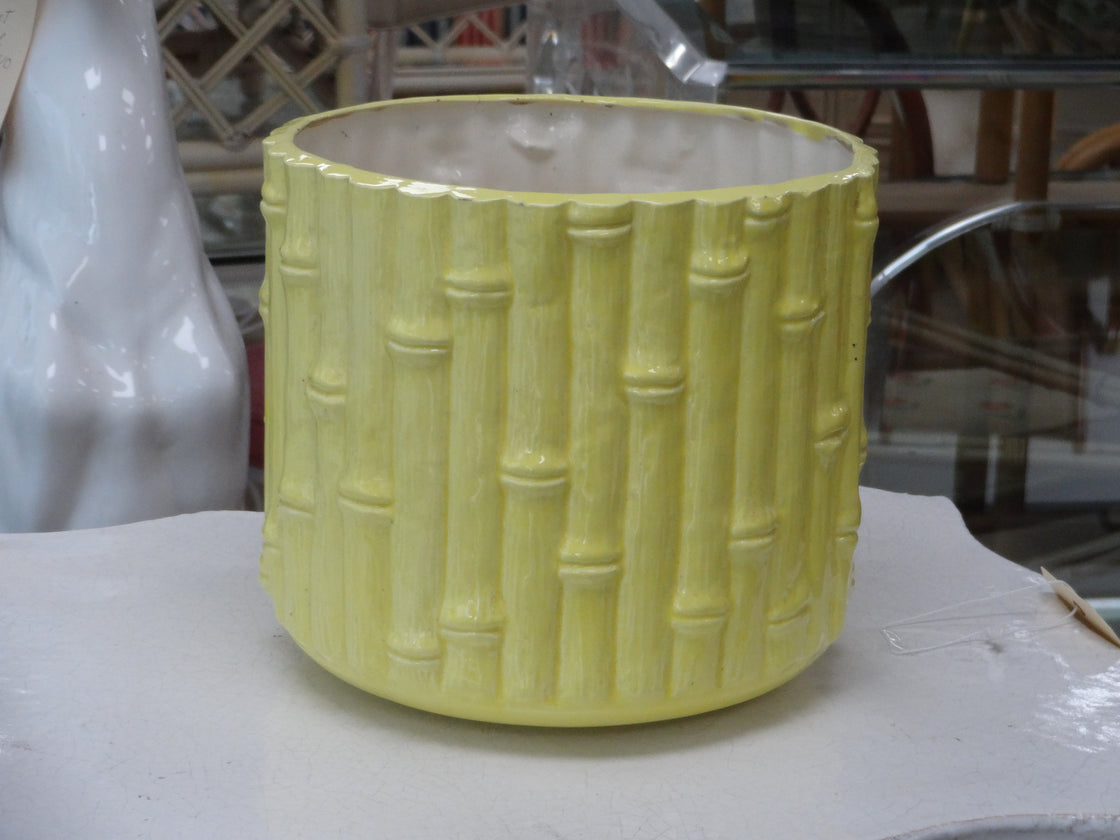 Canary Yellow Faux Bamboo Cachepot