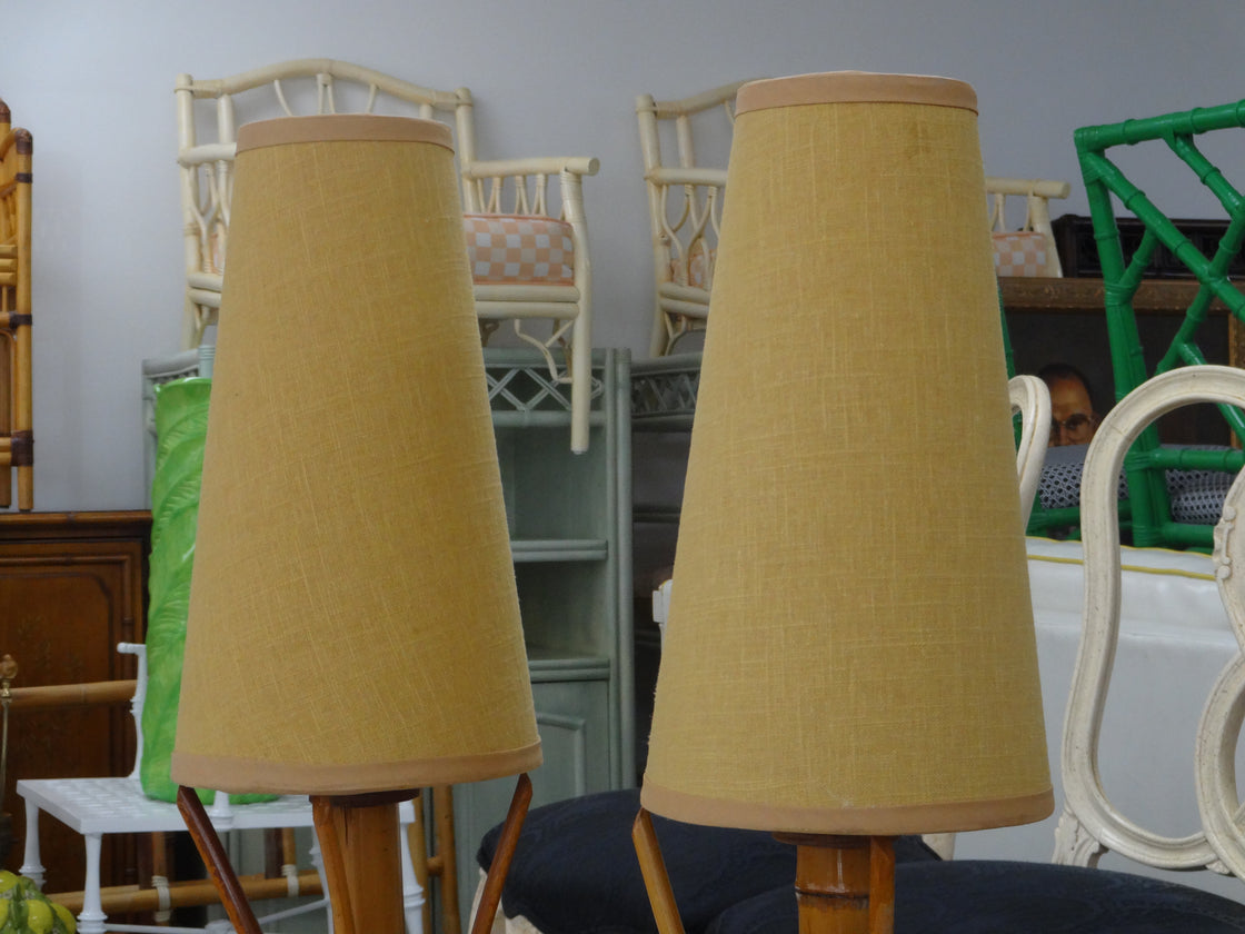 Pair of Old Florida Bamboo Lamps