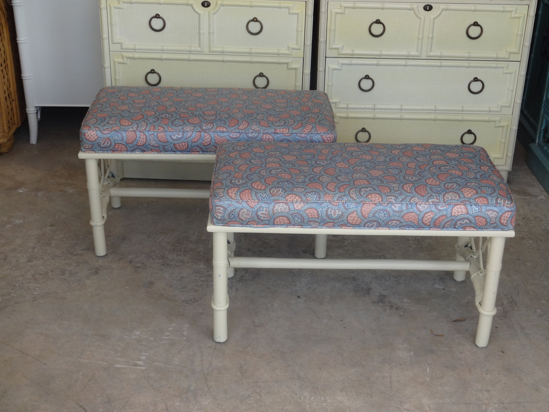 Pair of Ficks Reed Rattan Benches