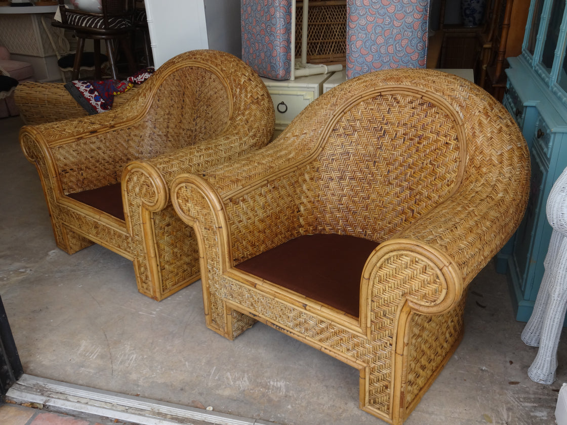 Ralph Lauren Rattan Wrapped Lounge Chairs