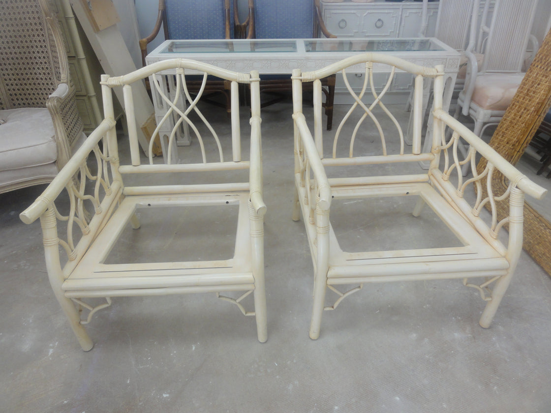 Pair of Bamboo Ficks Reed Lounge Chairs