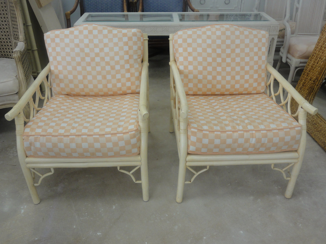 Pair of Bamboo Ficks Reed Lounge Chairs
