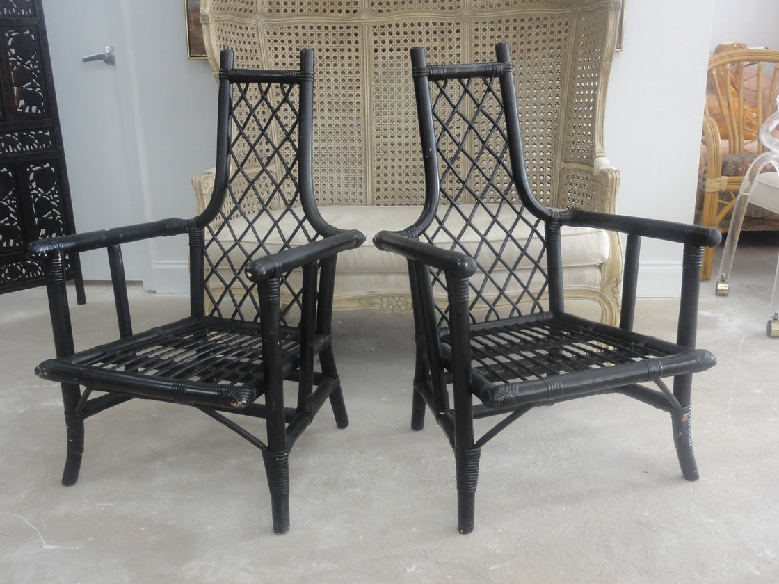 Pair of Rattan Ficks Reed Chairs
