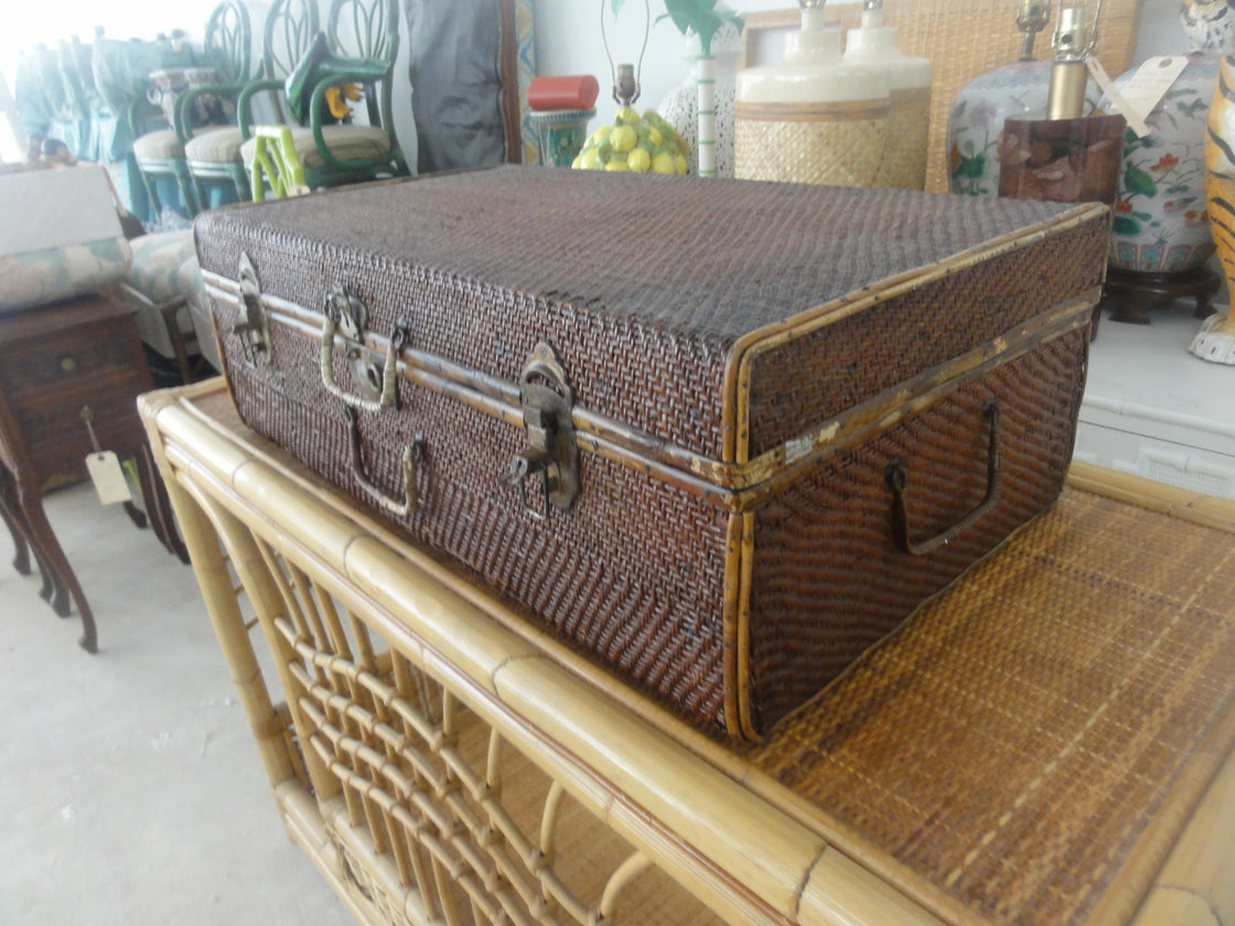 Woven Rattan & Bamboo Suitcase