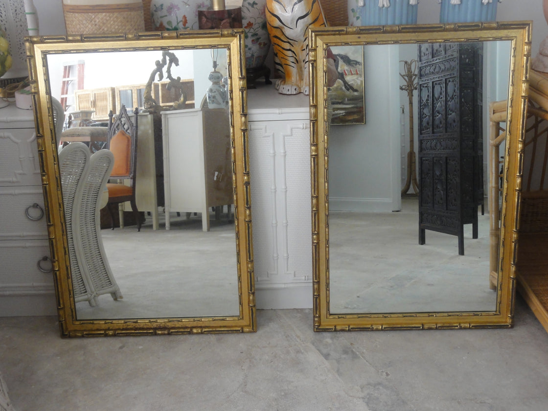 Gold Gilt Faux Bamboo Mirrors