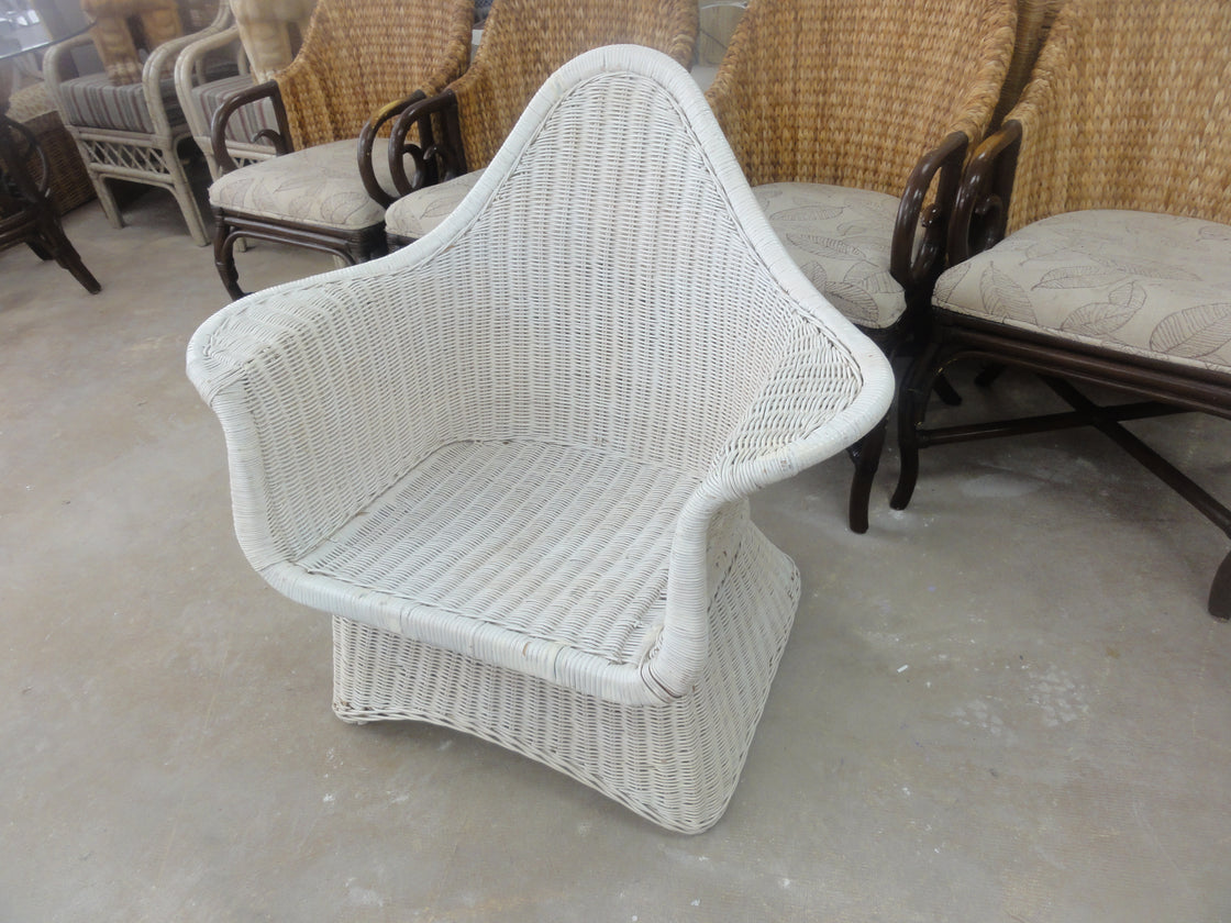 White Wicker Batwing Chair