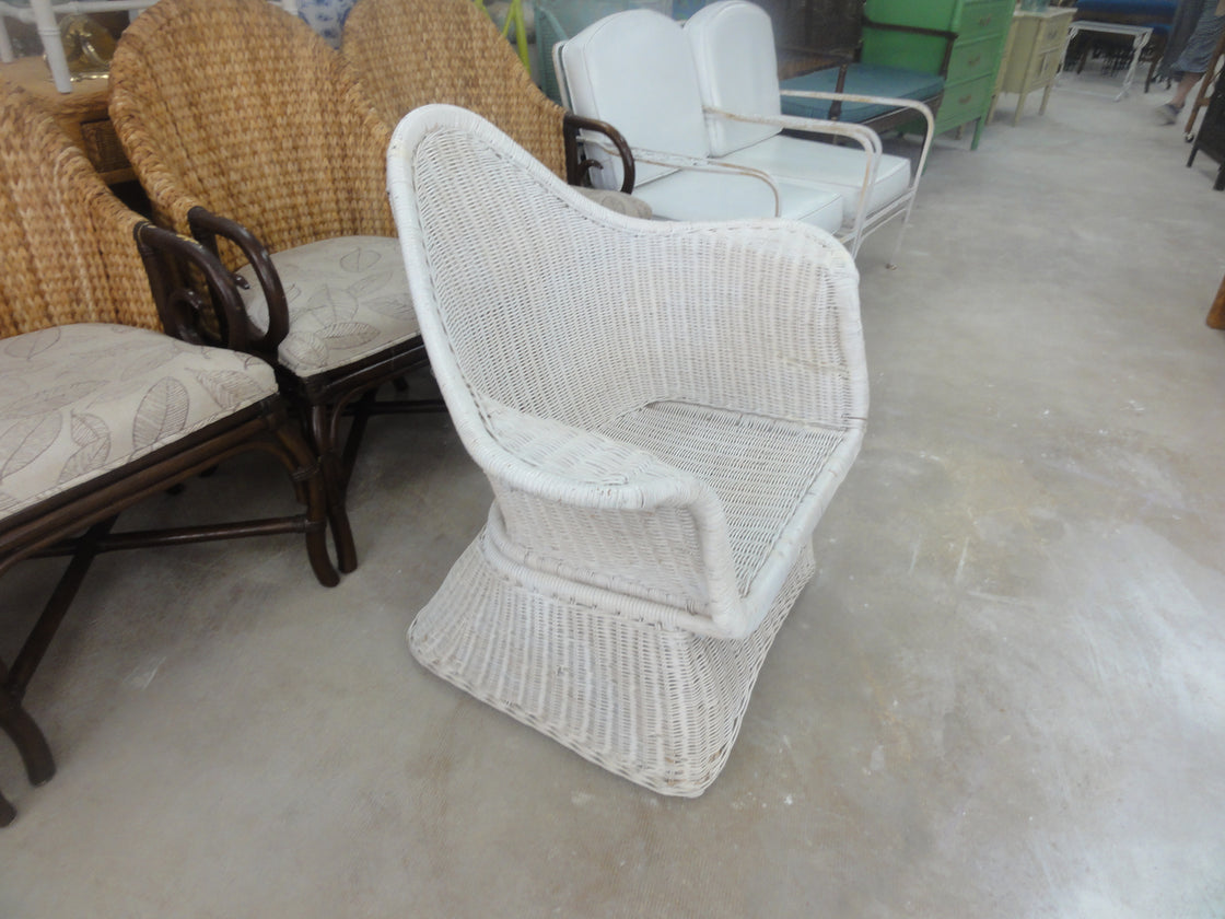 White Wicker Batwing Chair .. SALE