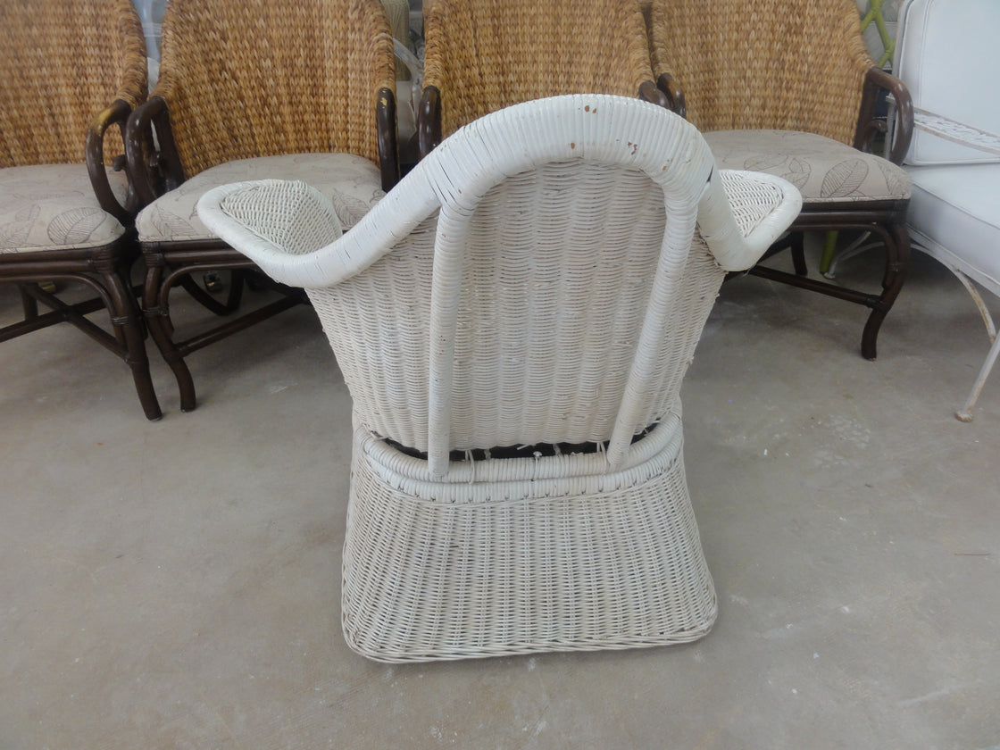 White Wicker Batwing Chair .. SALE
