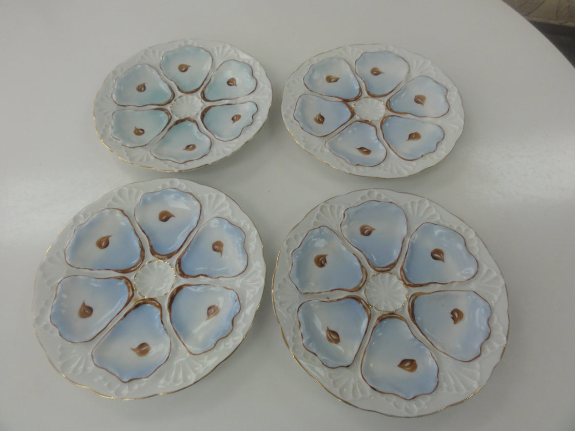Set of 4 Porcelain Oyster Plates