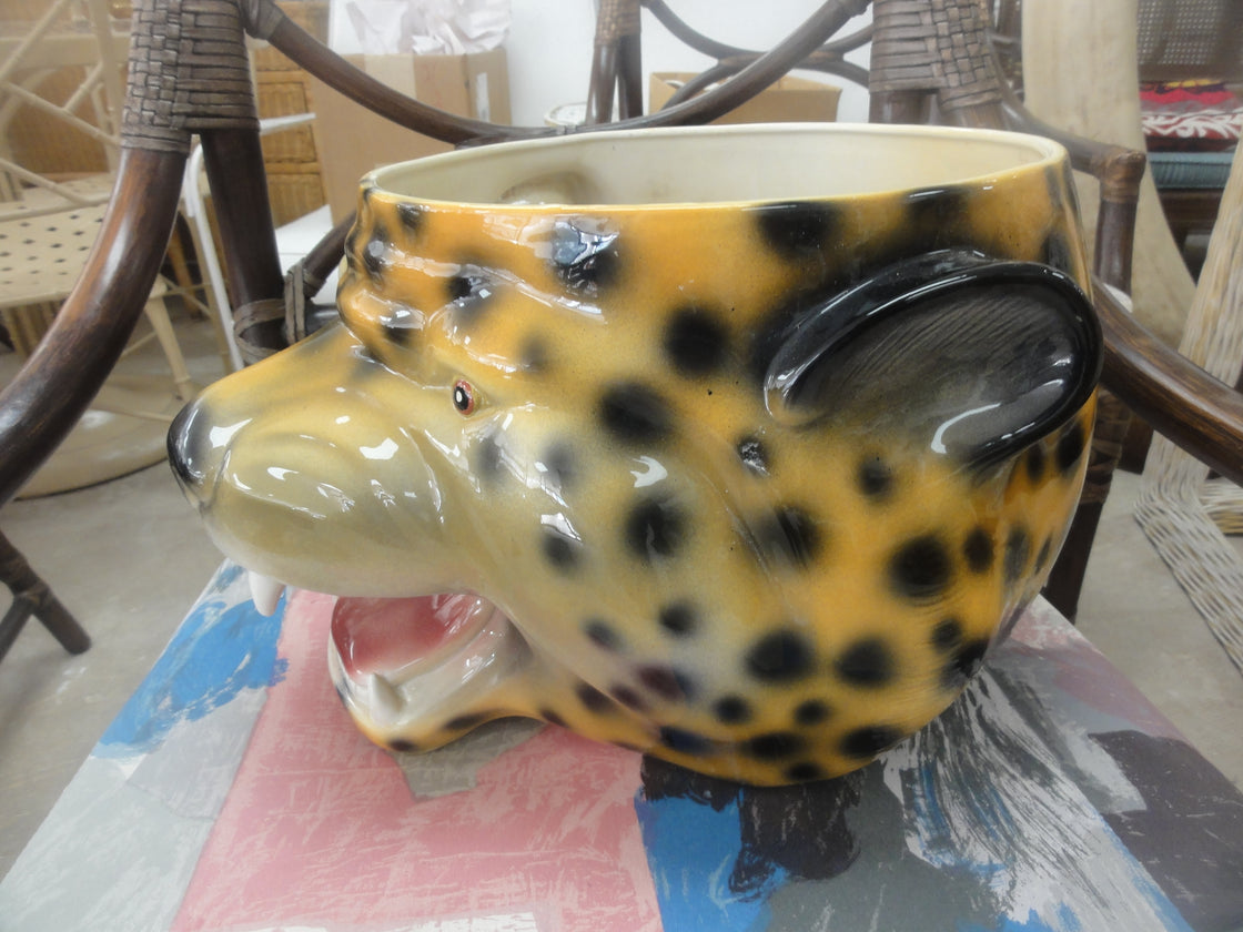 Italian Ceramic Leopard Cachepot