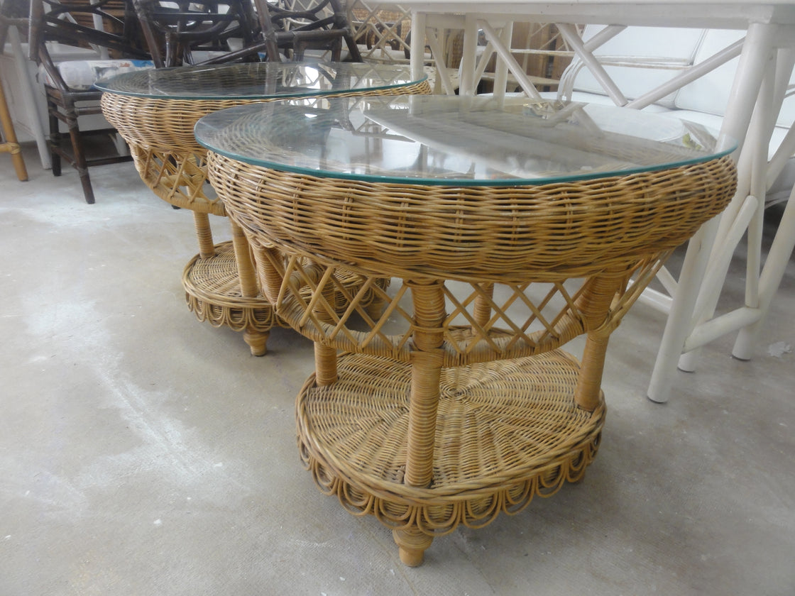 Pair of Island Style Wicker Side Tables
