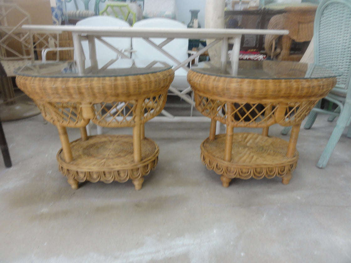 Pair of Island Style Wicker Side Tables