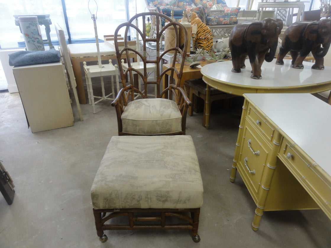 High Back Rattan Chair & Ottoman