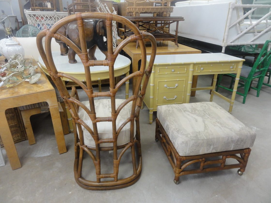 High Back Rattan Chair & Ottoman