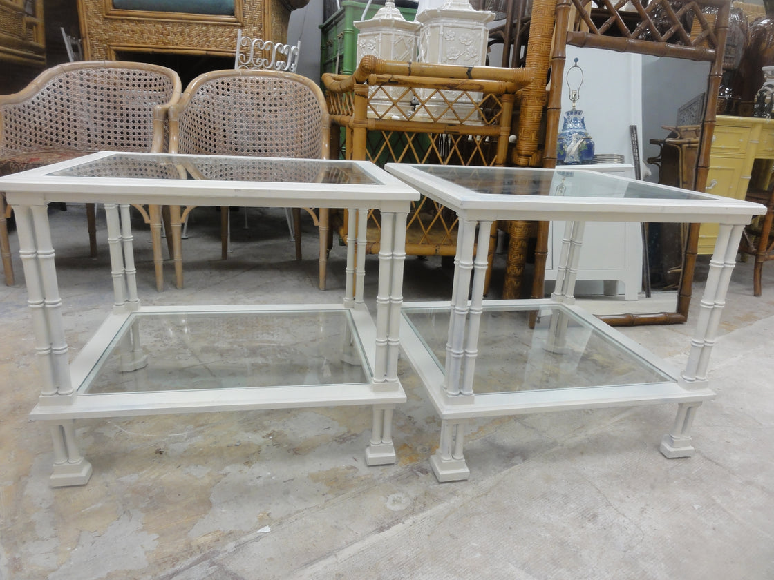 Tri-Leg Faux Bamboo Side Tables