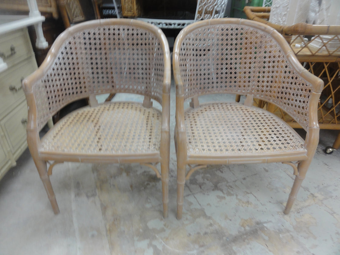 Faux Bamboo & Cane Club Chairs