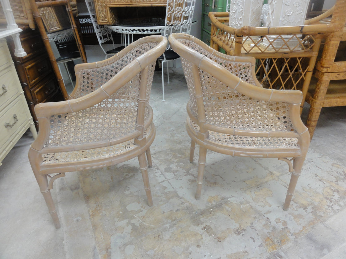 Faux Bamboo & Cane Club Chairs