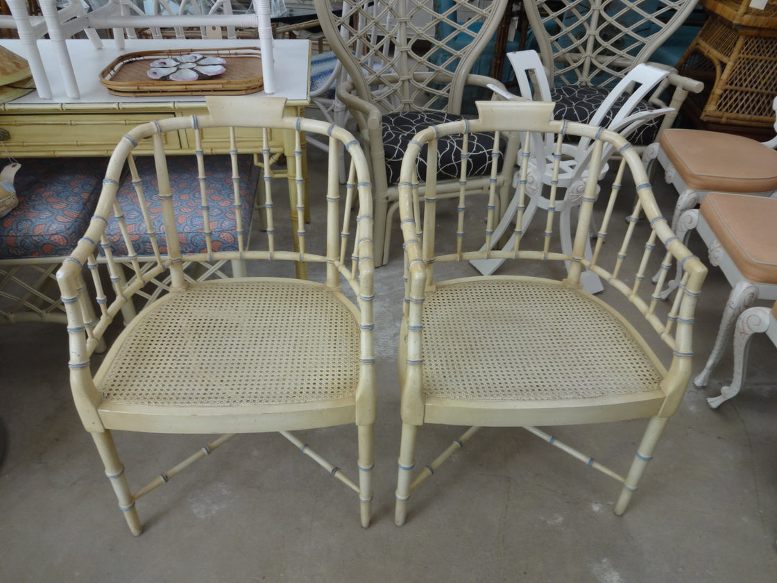 Pair of Faux Bamboo & Cane Chairs