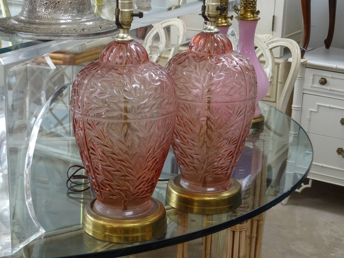 Pretty in Pink Glass Leaf Lamps